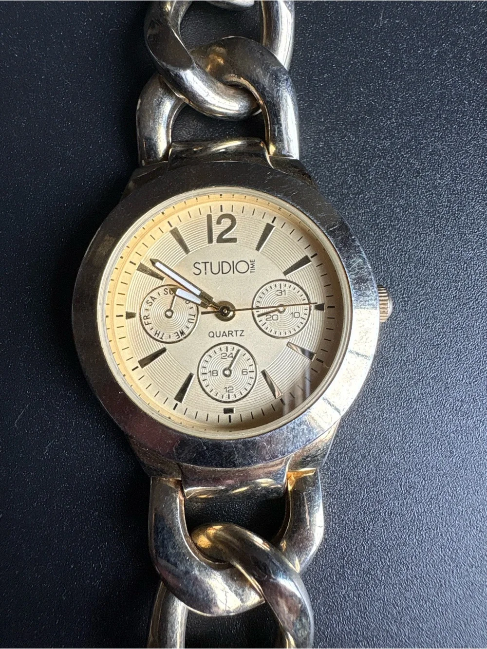 Studio Gold-Tone Chain Link Womens Bracelet Watch